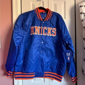 NWT NEW YORK Knicks Blue and Orange Varsity Bomber Jacket LARGE